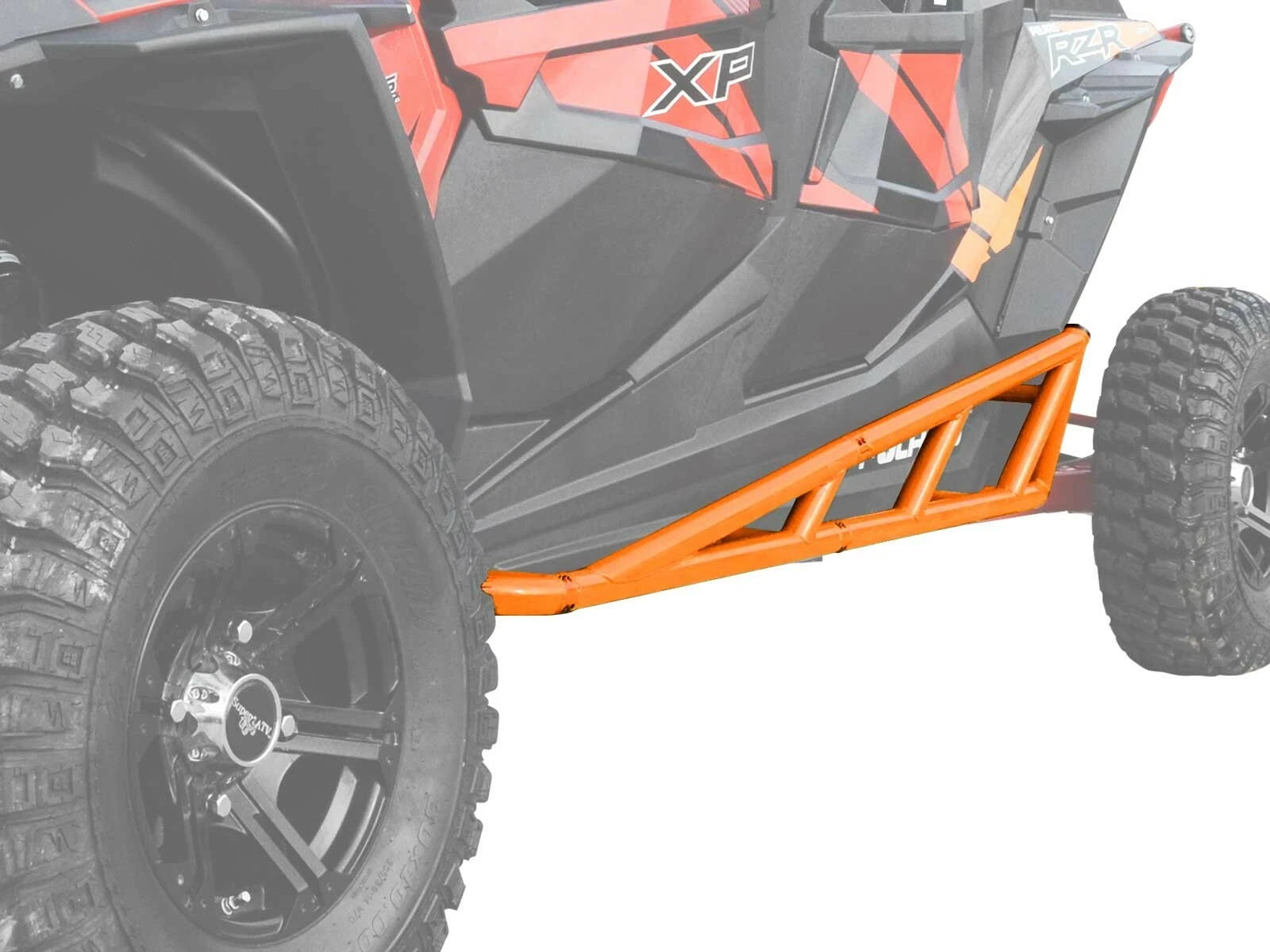 SuperATV Rock Slider Nerf Bars for Polaris RZR 4 900 (2015–2018) - Orange