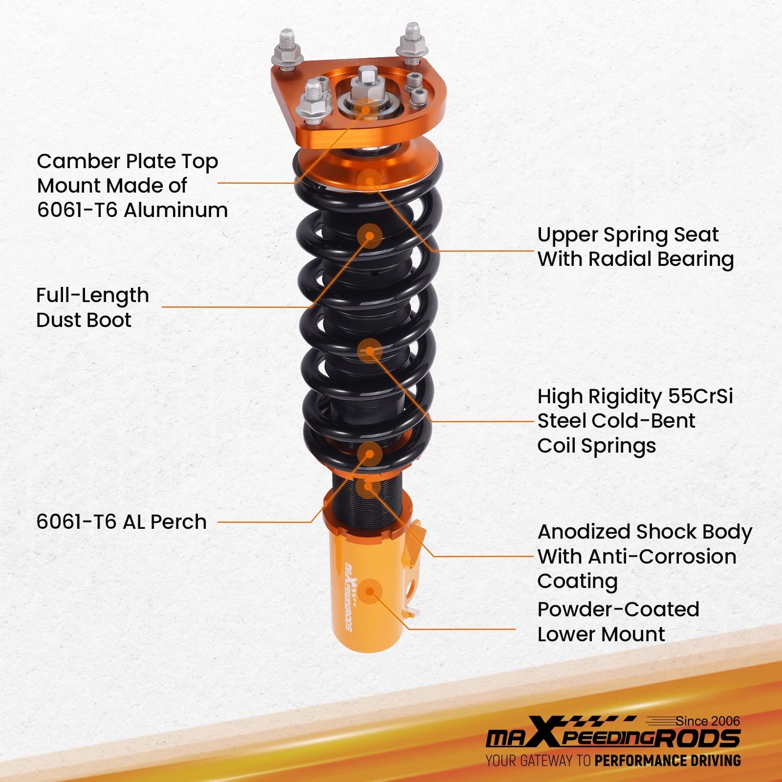 Coilovers Suspension Kit for Ford Mustang (1994-2004) Adjustable Height