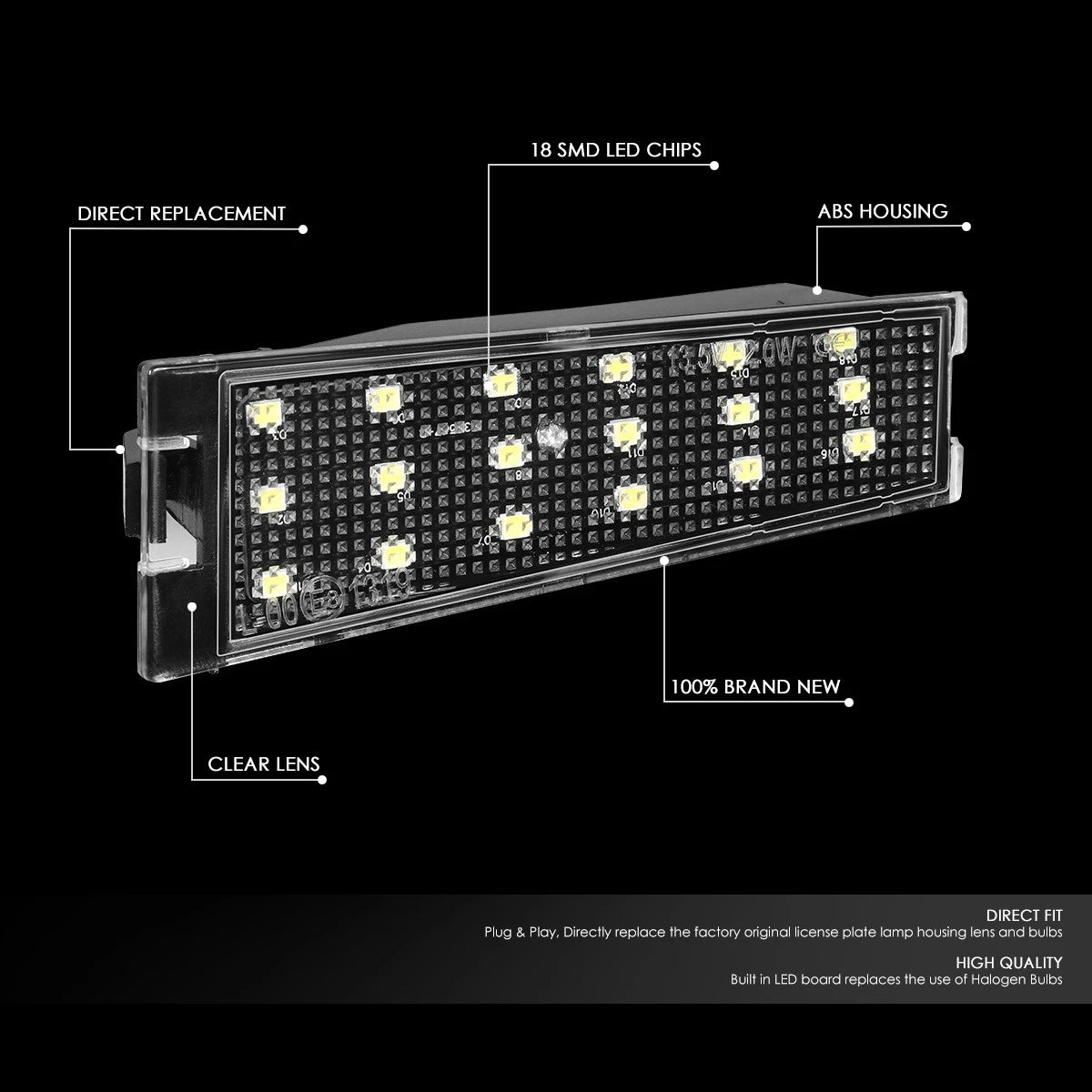 SMD LED License Plate Light Assembly for Cadillac CTS Sedan (2008–2010)