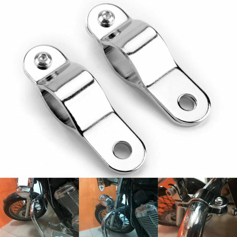 2X Adjustable Bull Bar Clamp Foglight Chrome Bracket for Motorcycle (T9)