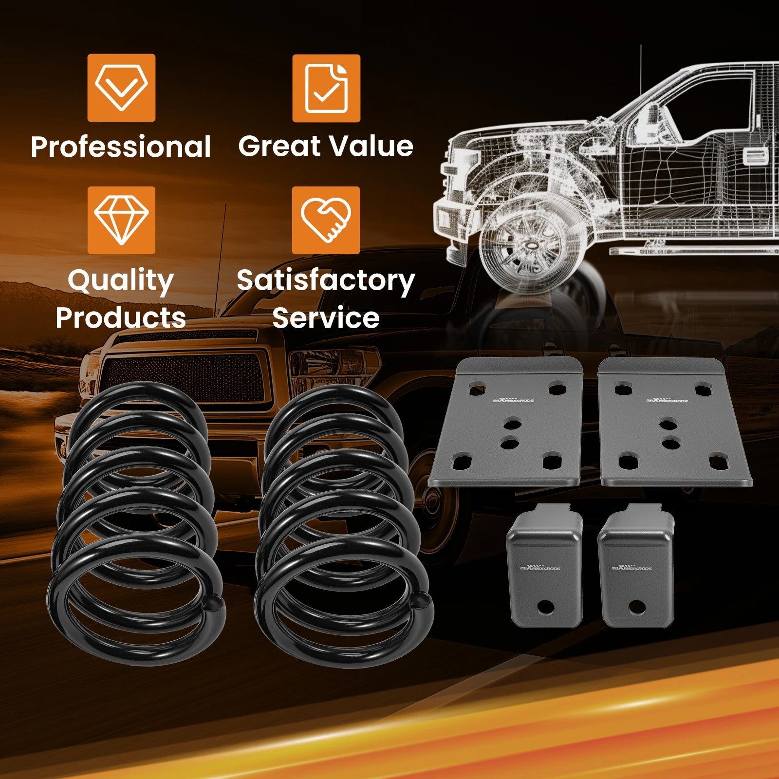 Complete Lowering Kit 3" Front 6" Rear for Dodge Ram 1500 (2002–2008)