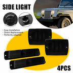 Set of 4 Smoked Turn Signal & Side Marker Light Housings for Jeep Wrangler YJ (1987–1995)