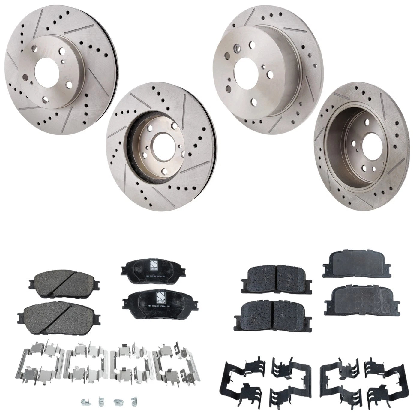 Disc Brake & Ceramic Pad Kit for Toyota Camry (2005) Drilled & Slotted