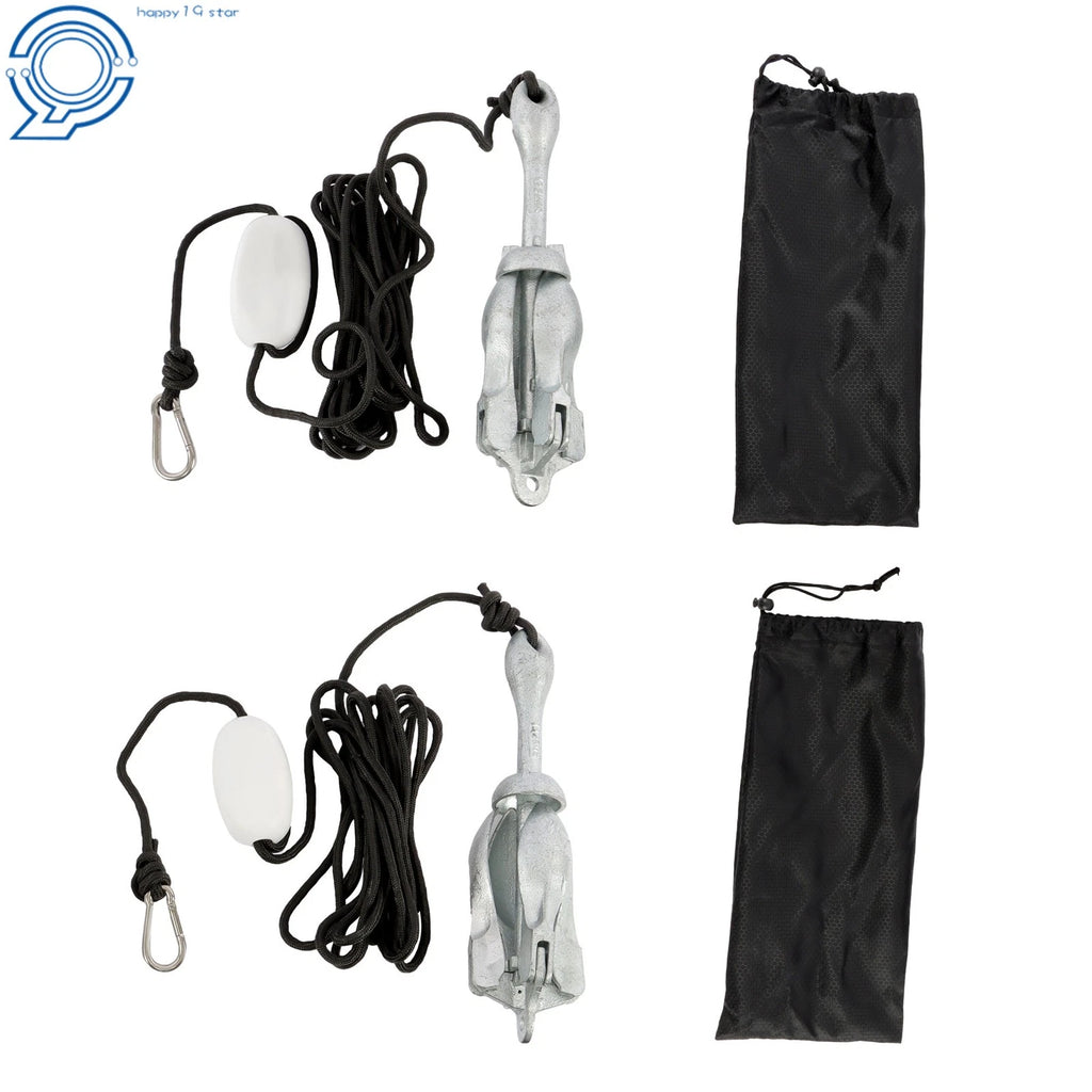 2X Silver Marine Kayak Folding Anchor Kit for PWC Canoe Jet Ski