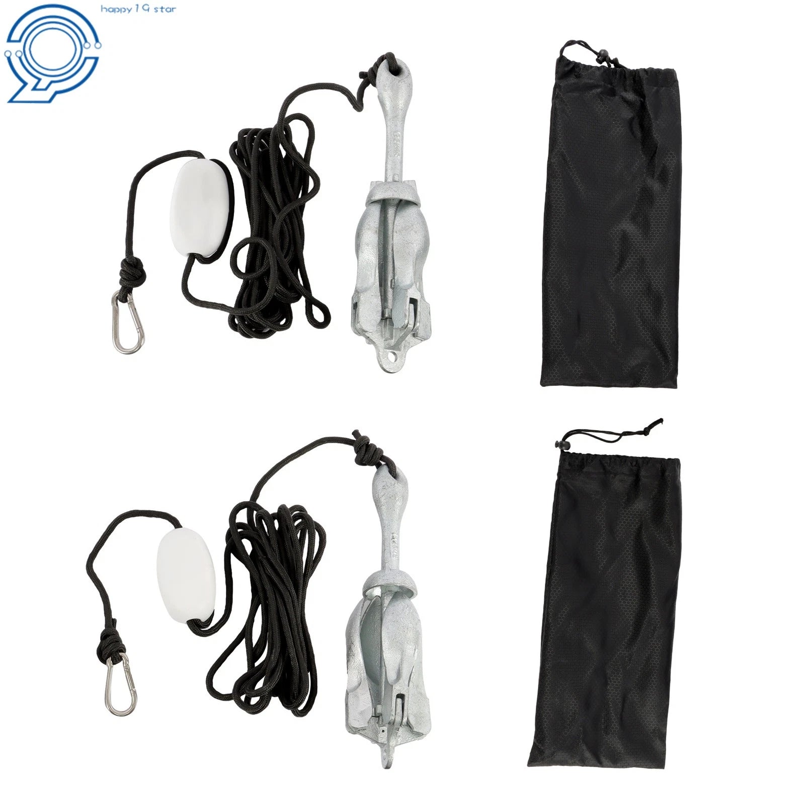 2X Silver Marine Kayak Folding Anchor Kit for PWC Canoe Jet Ski