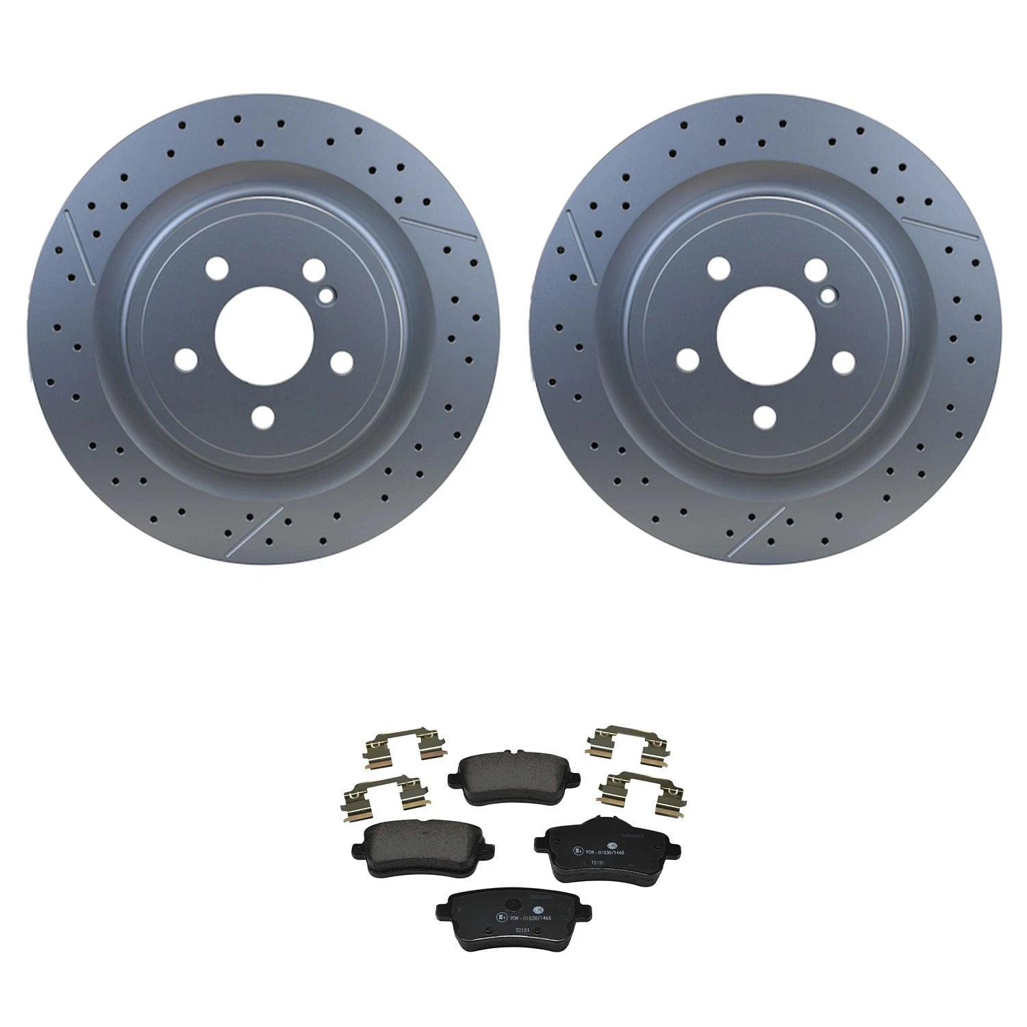 Hella Rear Rotors & Low-Met Disc Brake Pad Kit for Mercedes C117 CLA45 AMG (2014–2020)