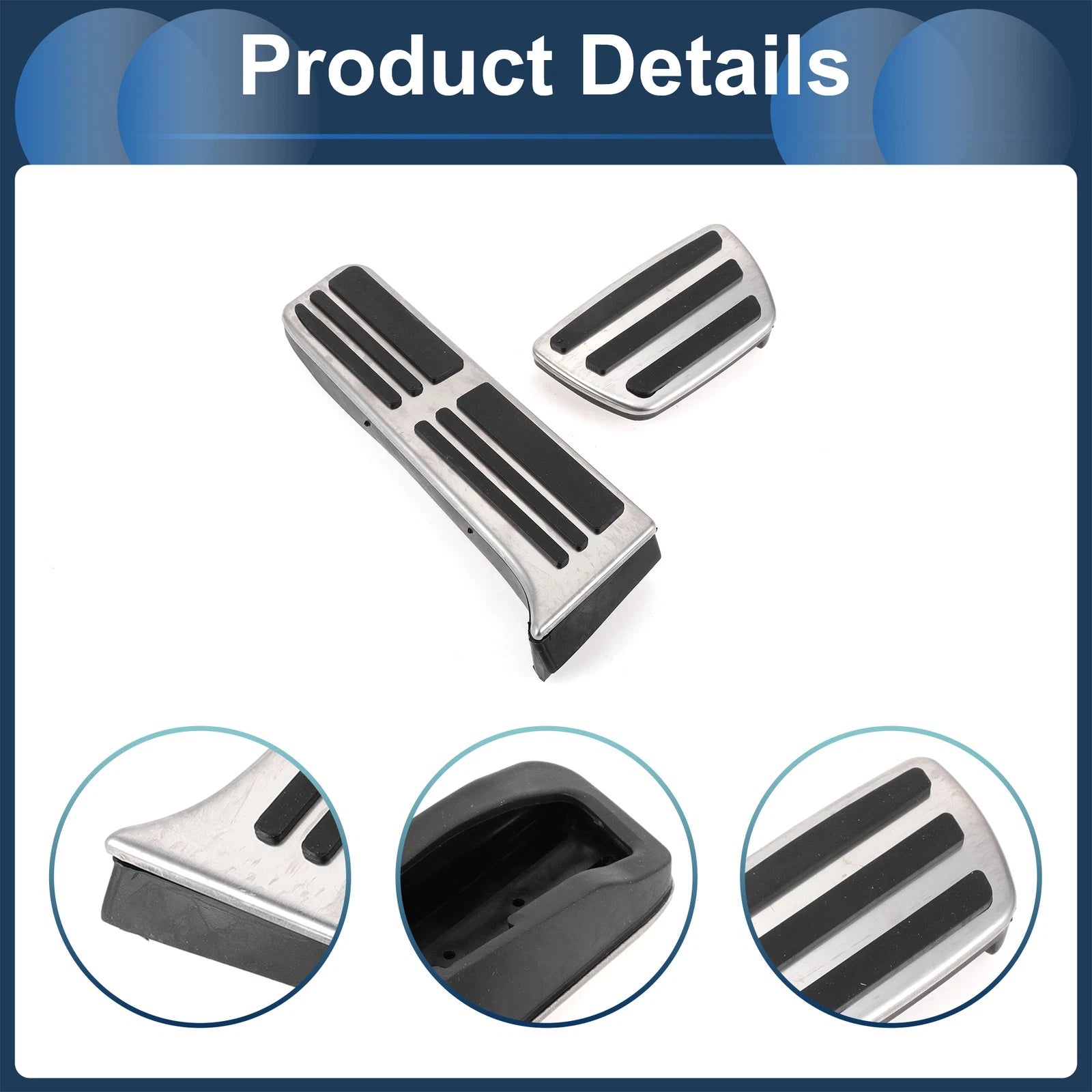 Set of 2 Automatic Foot Accelerator Pedal Covers for Toyota Camry (2018–2022) Silver Tone