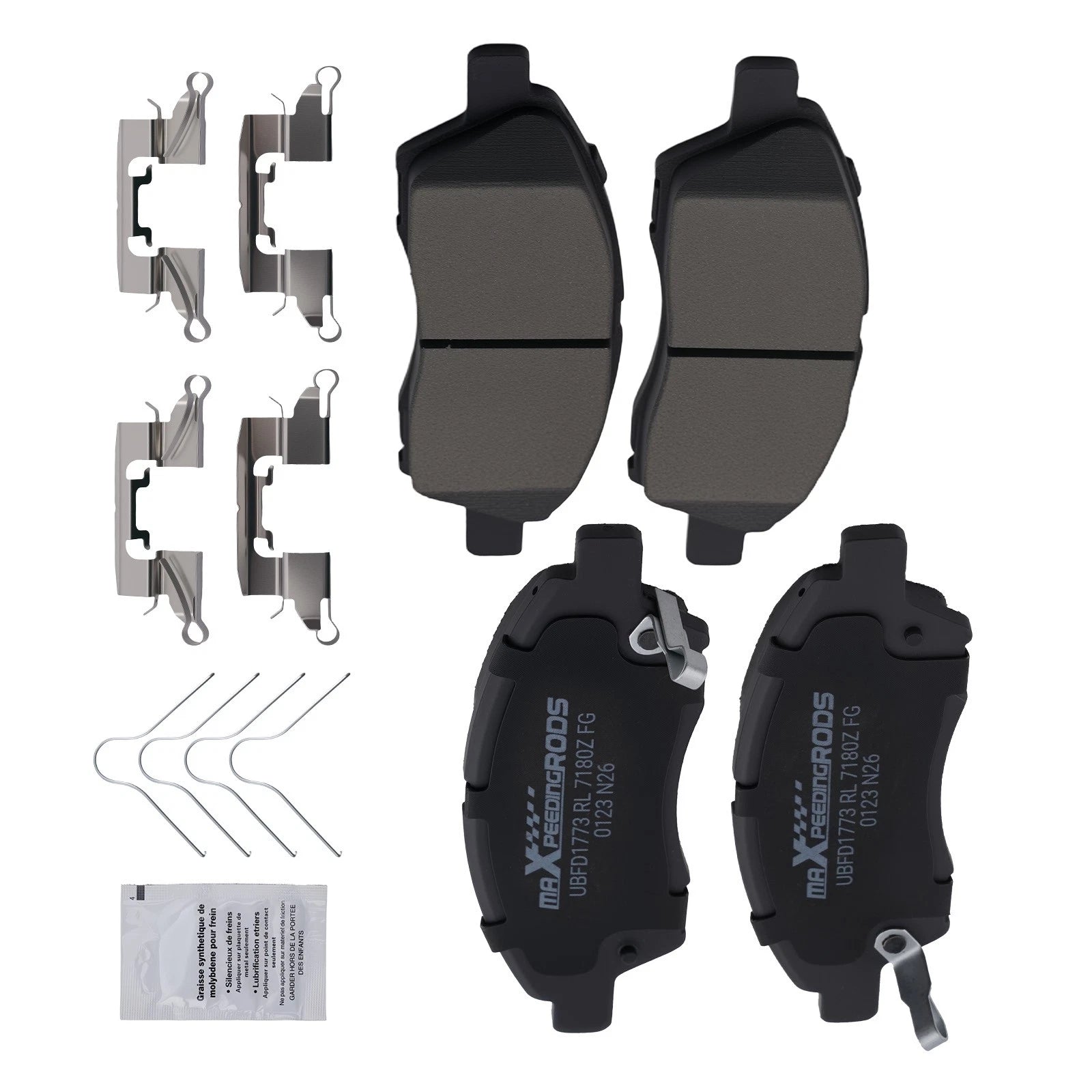 Set of 4 Front Ceramic Brake Pads for Nissan Micra (2015–2017) / Versa Note (2014–2019)