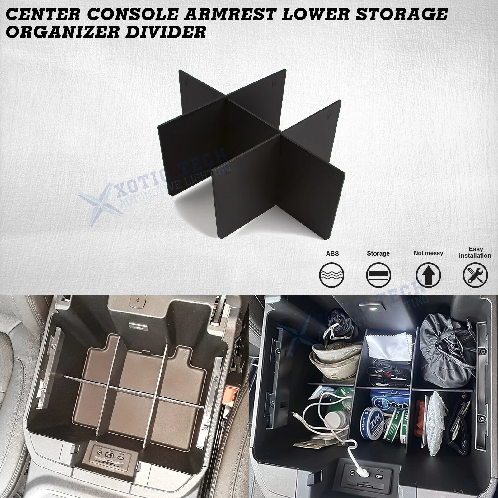 Center Console Armrest Box Insert Divider for Chevrolet Silverado (2014–2018)