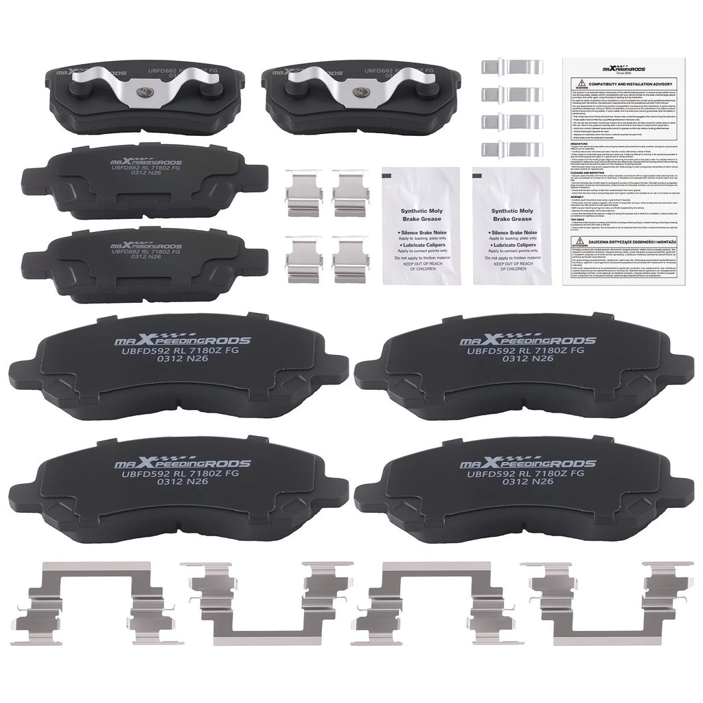Front & Rear Ceramic Brake Pads Kit for Dodge Caliber (2007–2012) / Chrysler 200 (2011–2014)