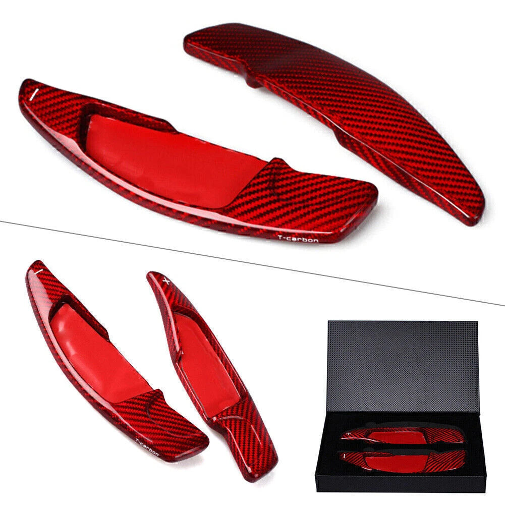 Red Carbon Fiber Steering Wheel Shift Paddle Extensions for BMW 5/7 Series