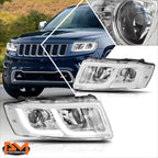 LED DRL Bar Projector Headlight for Jeep Grand Cherokee (2014–2016) Chrome/Clear