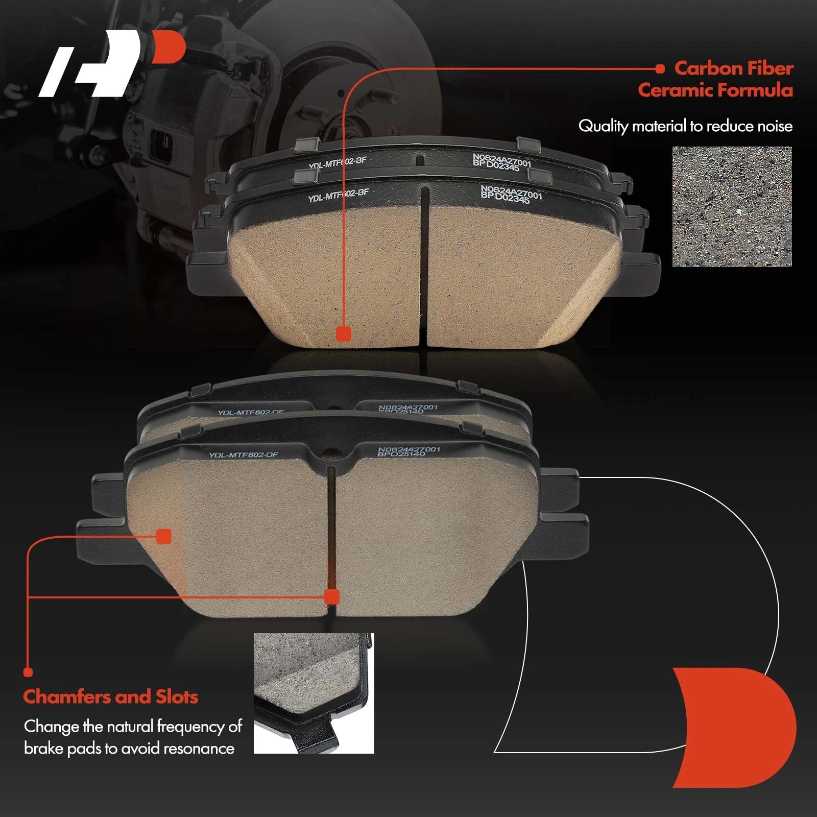 Set of 4 Front Ceramic Brake Pads for GMC Terrain (2021)