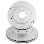 Set of 4 Front Drill Slot Brake Rotors and Ceramic Pads for Honda Civic Sedan