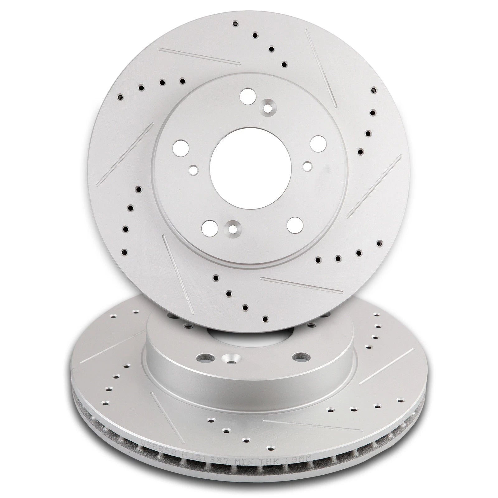 Set of 4 Front Drill Slot Brake Rotors and Ceramic Pads for Honda Civic Sedan