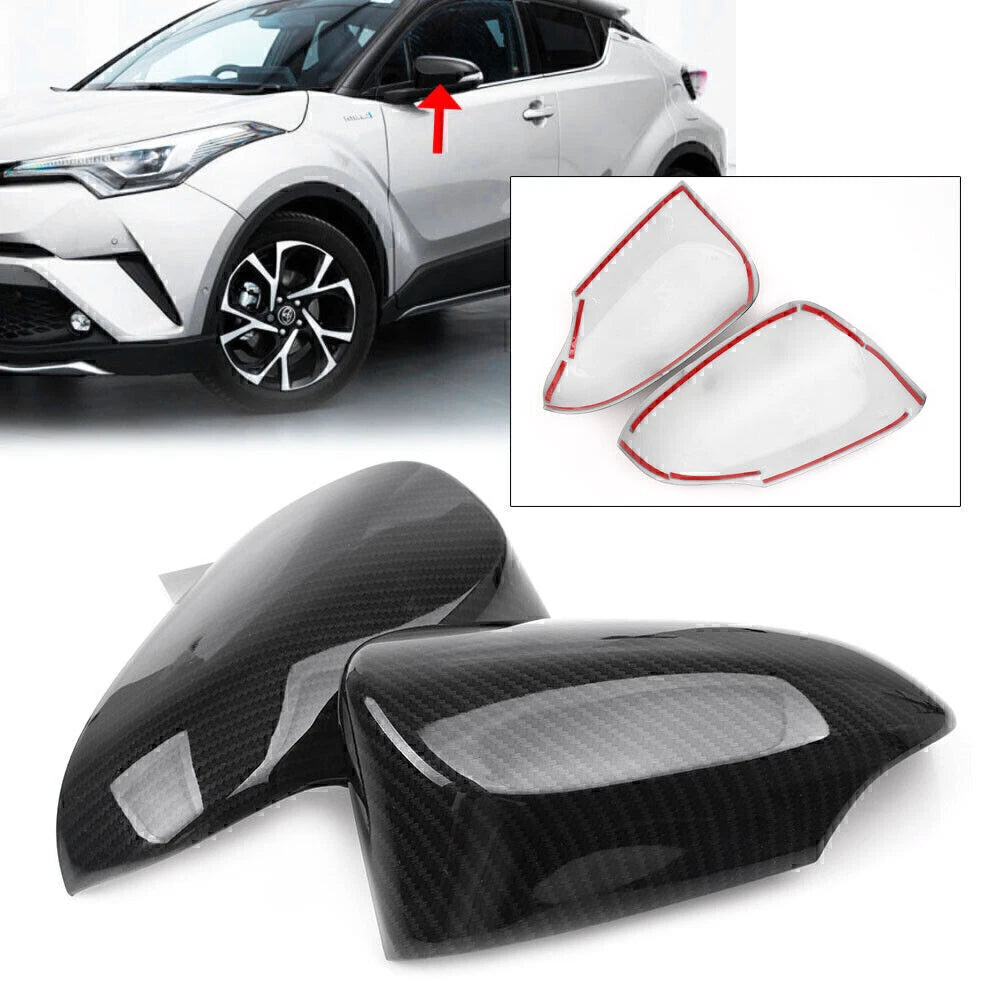 Carbon Fiber Style Side Mirror Cover Caps for Toyota CHR (2016–2018)