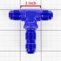 6AN AN-6 Male on Run Female Bulkhead Flare Tee Fitting Blue Anodized
