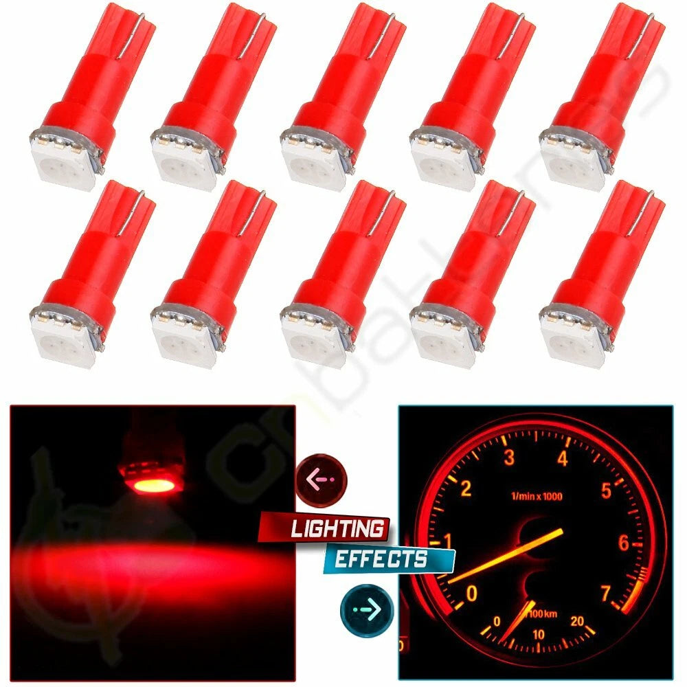 10x T5 5050 1SMD LED Bulbs for Dashboard Gauge Light (1970–1974)