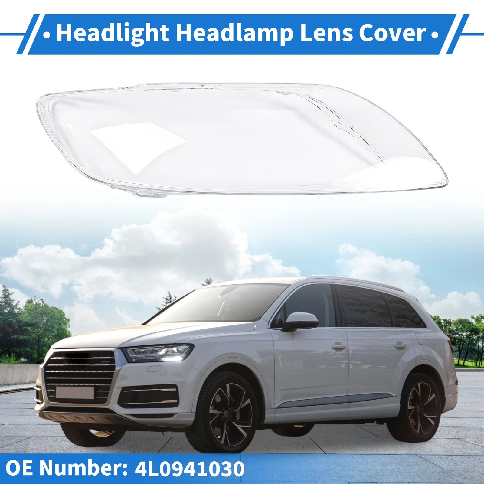 1 Pc Headlight Lens Cover for Audi Q7 (2006–2015) No. 4L0941030 Clear