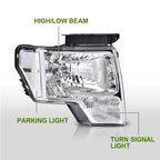 Clear Lens Chrome Housing Headlights for Ford F150 (2009–2014)