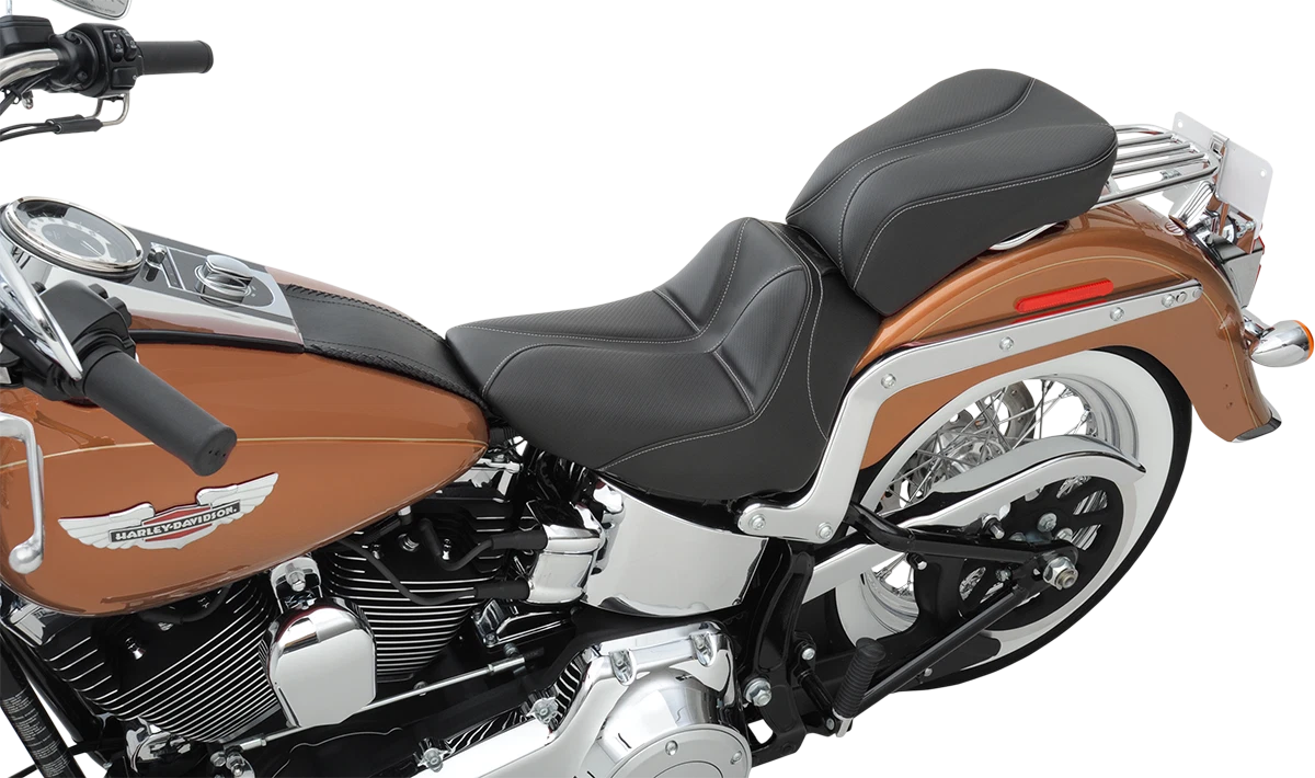 Saddlemen Dominator Solo Seat for FLSTC/N (w/o Backrest, Black/Gray Stitching)