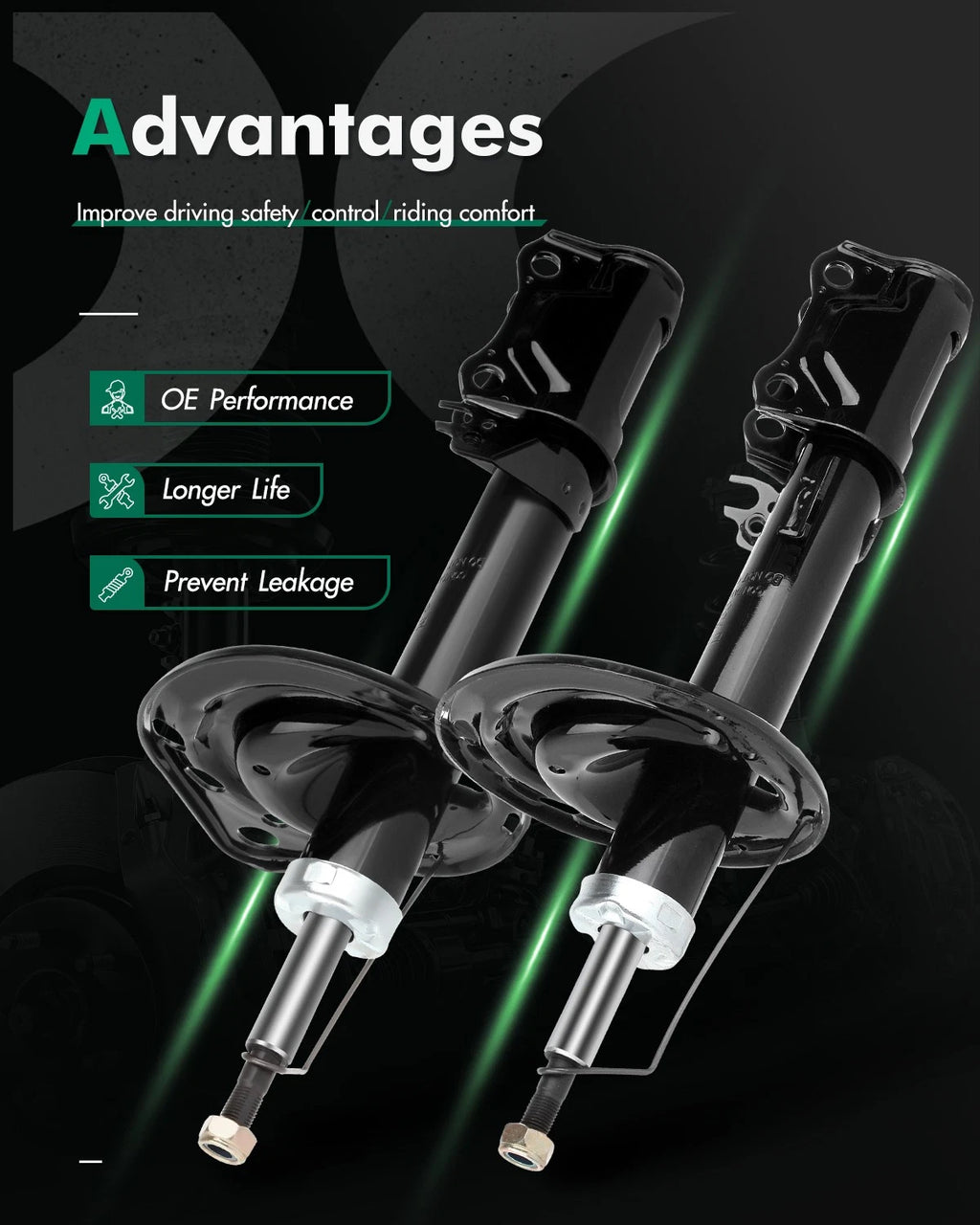 Set of 2 Rear Shocks Struts for Toyota Camry Avalon Solara (2006–2012)