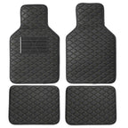 4 x Car Floor Mats Waterproof PU Leather Black & Beige