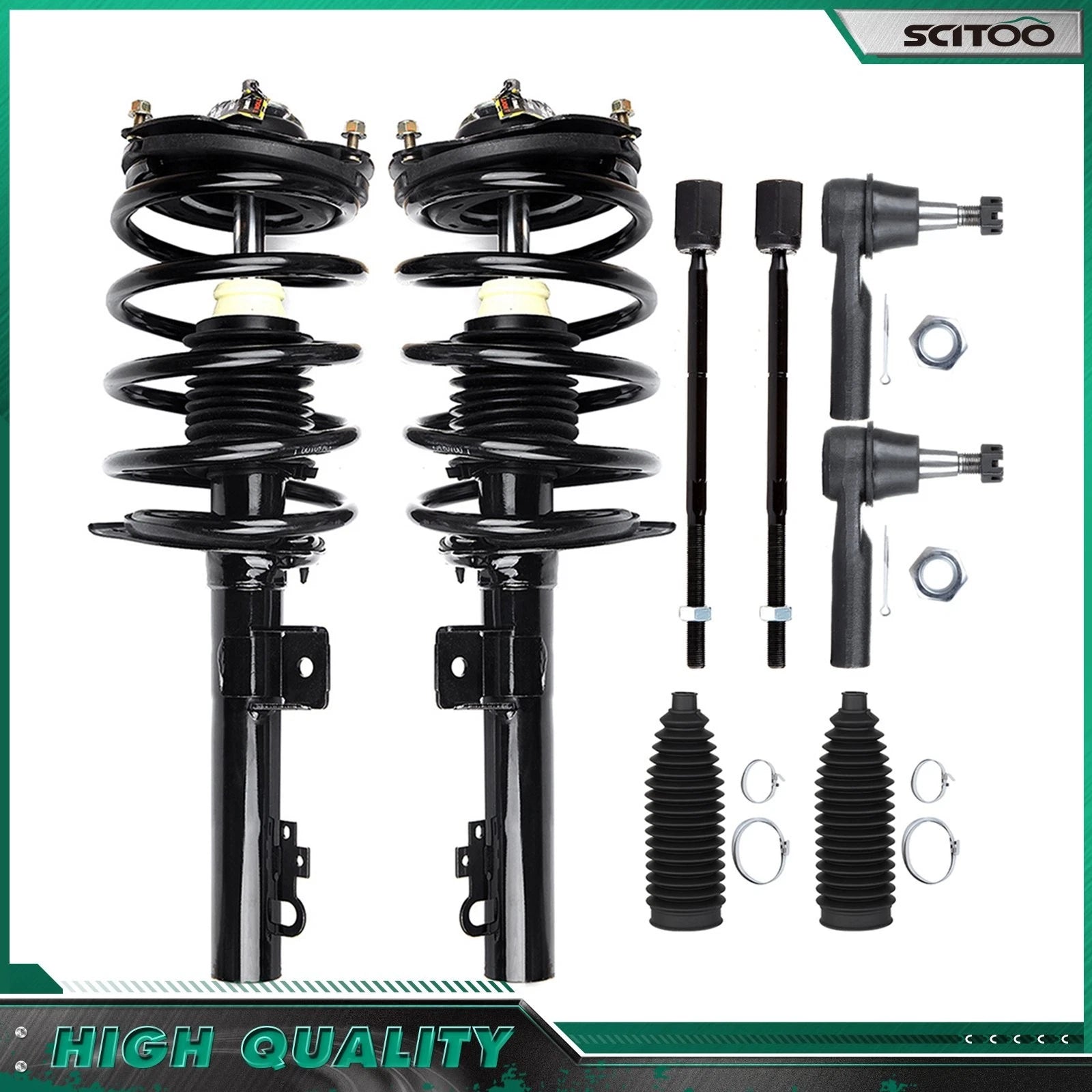 Front Struts Inner Outer Tie Rod Kit for Ford Taurus Mercury Sable (1996–2007)