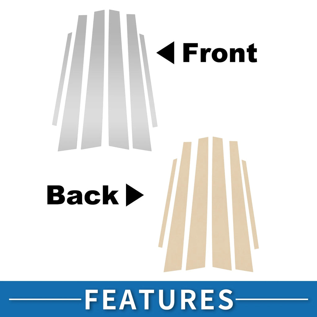 Set of 6 Door Pillar Window Trim for Mitsubishi Lancer (2002–2007) Silver Tone