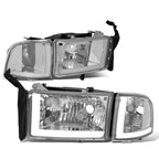 LED DRL Headlights for Dodge Ram Truck (1994–2002) Chrome Housing Clear Corner