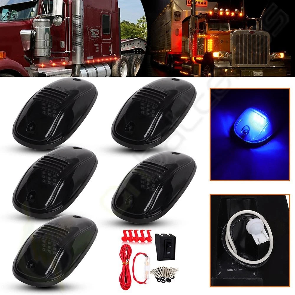 5pcs LED Smoke Lens Blue Cab Roof Marker Lights for Dodge Ram