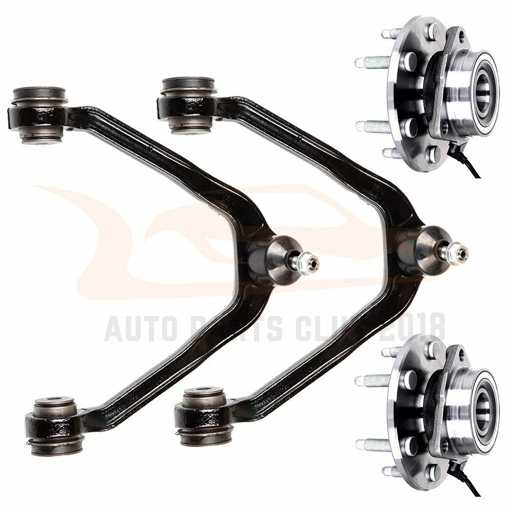 Set of 4 Front Wheel Bearing & Hub + Upper Control Arm for Chevy Cadillac GMC