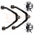 Set of 4 Front Wheel Bearing & Hub + Upper Control Arm for Chevy Cadillac GMC