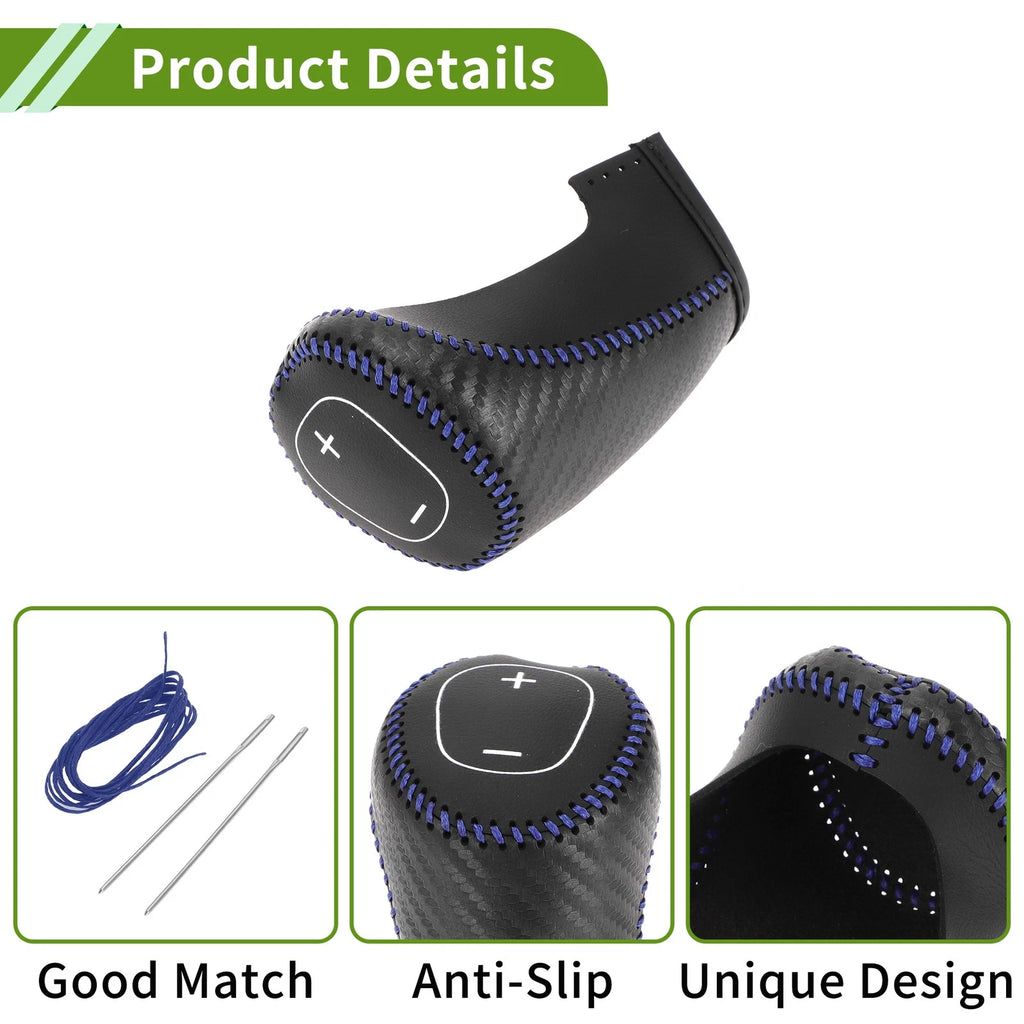 Gear Shift Knob Cover for Chevrolet Malibu (2016–2020) Black Carbon Fiber Blue
