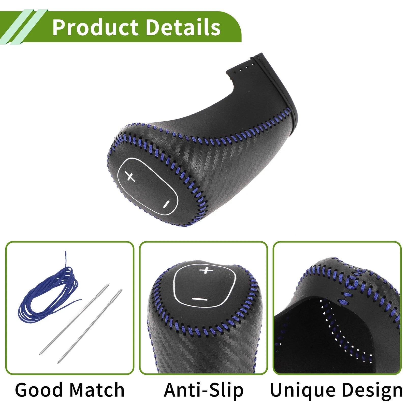 Gear Shift Knob Cover for Chevrolet Malibu (2016–2020) Black Carbon Fiber Blue