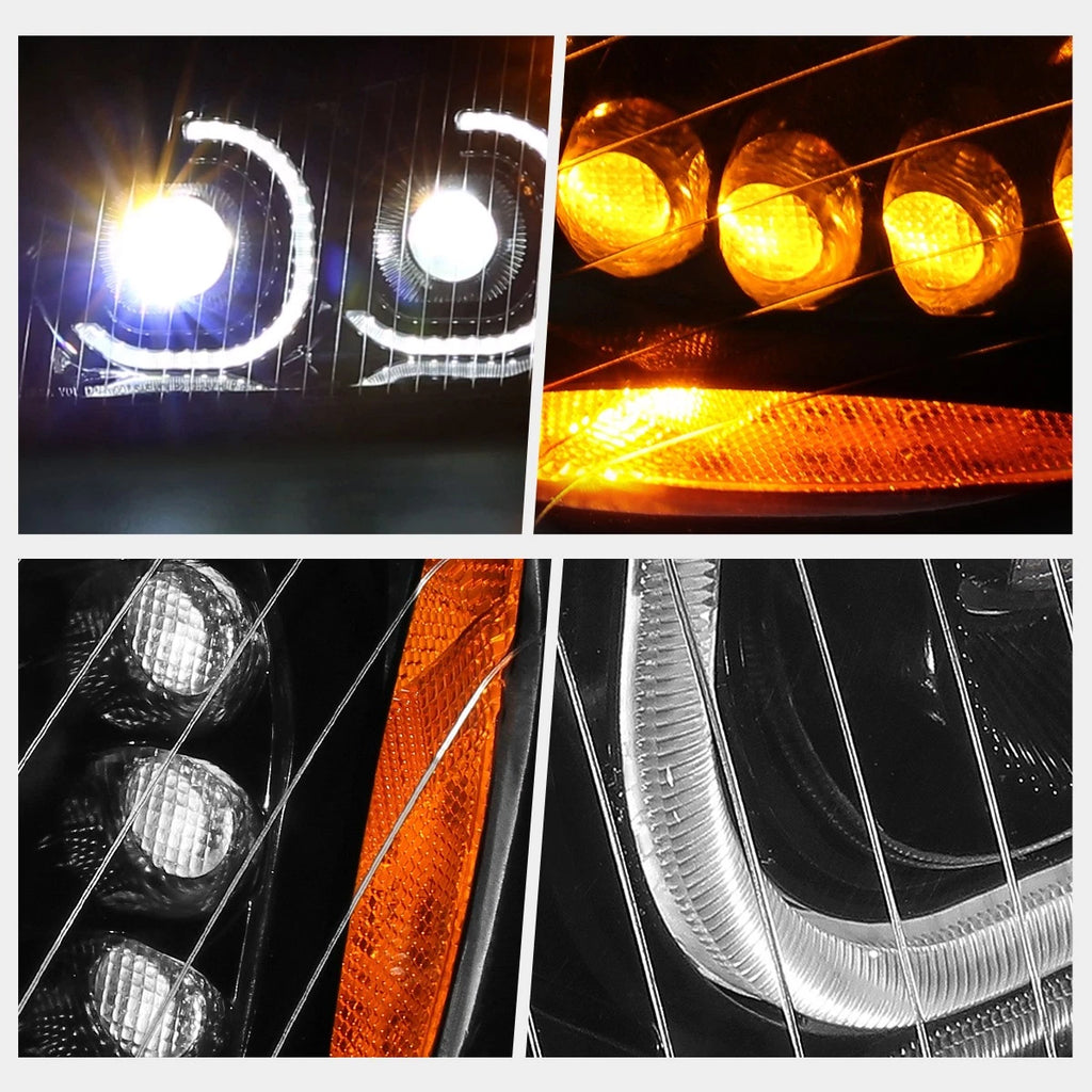 Pair LED DRL Dual Projector Headlights for Freightliner Columbia (2004–2017)