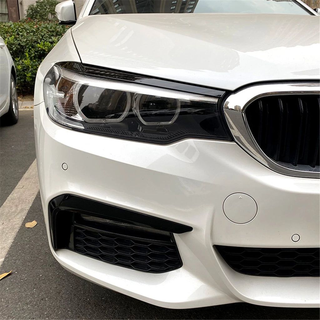 Pair Black Headlight Eyelid Eyebrow Trims for BMW 5 Series G30 G31 (2017–2021)