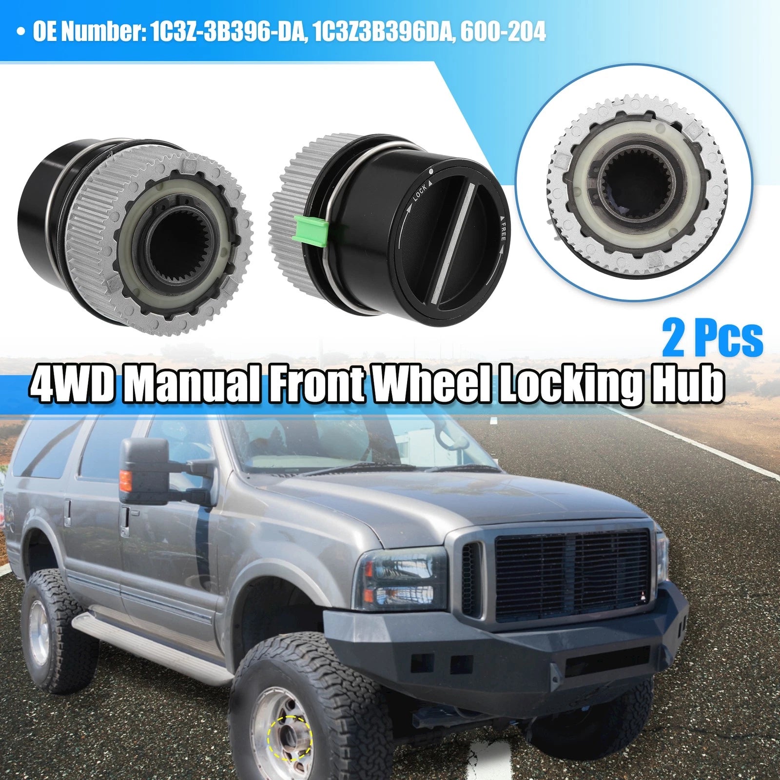 1 Pair Front Manual Wheel Locking Hub Axle Actuator 1C3Z-3B396-DA for Ford 4WD 
