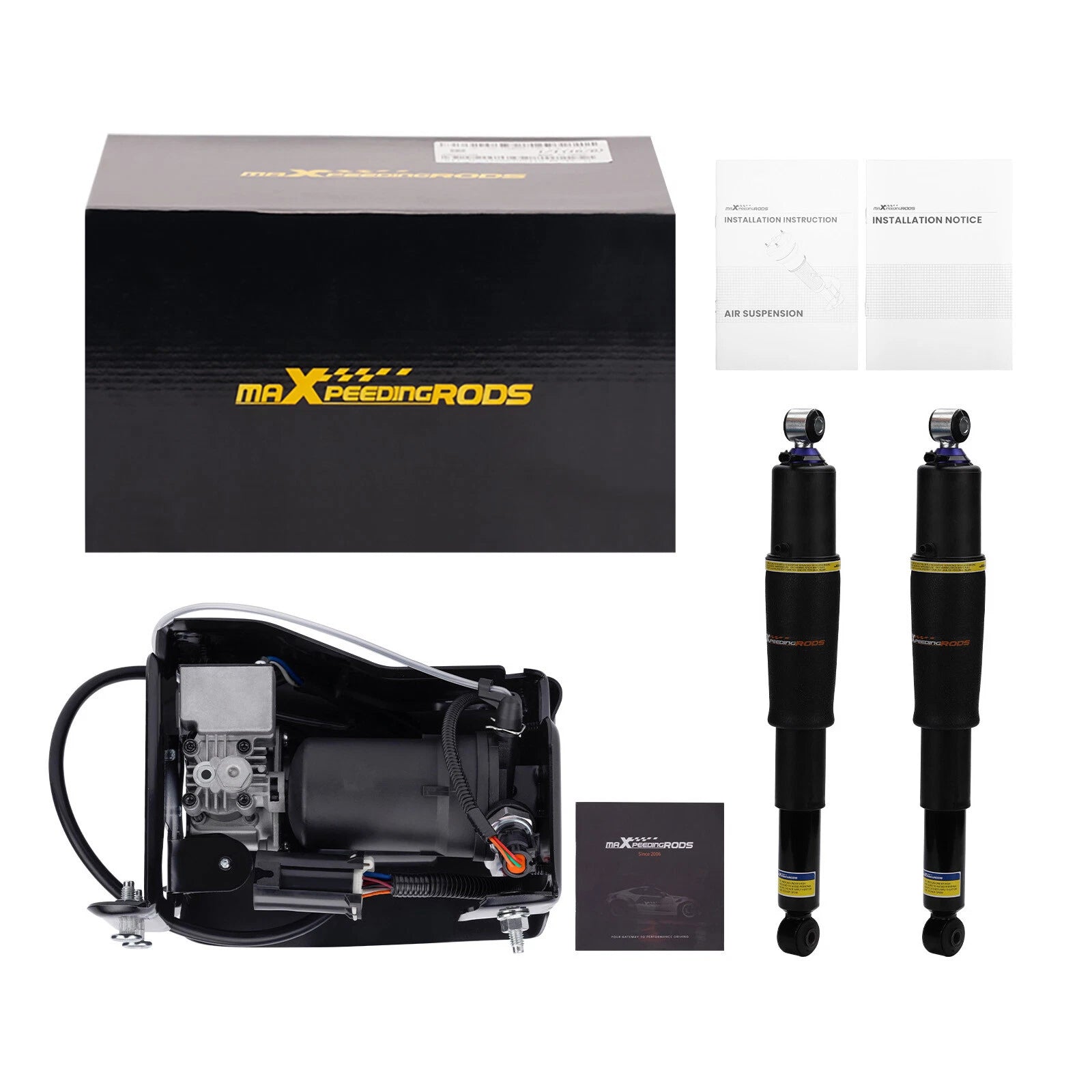 4x Air Suspension Shocks + Air Pump for Cadillac Escalade, Suburban, GMC (2000–2020)