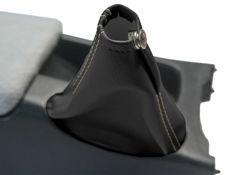 E Brake Boot Cover for Nissan Skyline R32 (1989–1993) Black Beige Stitch