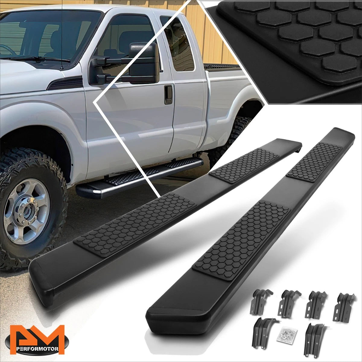 Set of 2 Honeycomb Step Pad Running Boards for Ford F250-F550 SD (1999–2016)
