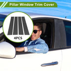 Set of 4 Pillar Window Trim for Dodge Ram (2009–2018) Carbon Fiber Black