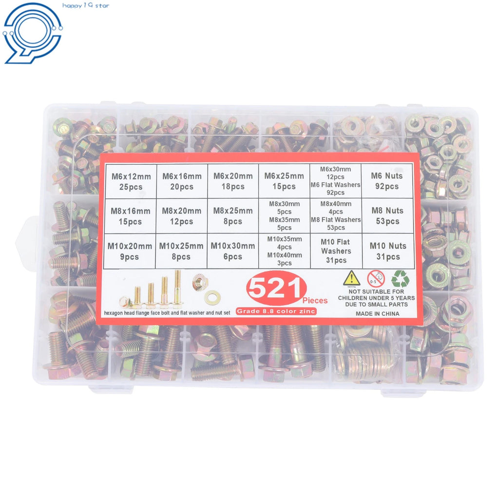 Flange Bolts Assortment Kit for Industrial (521PCS)