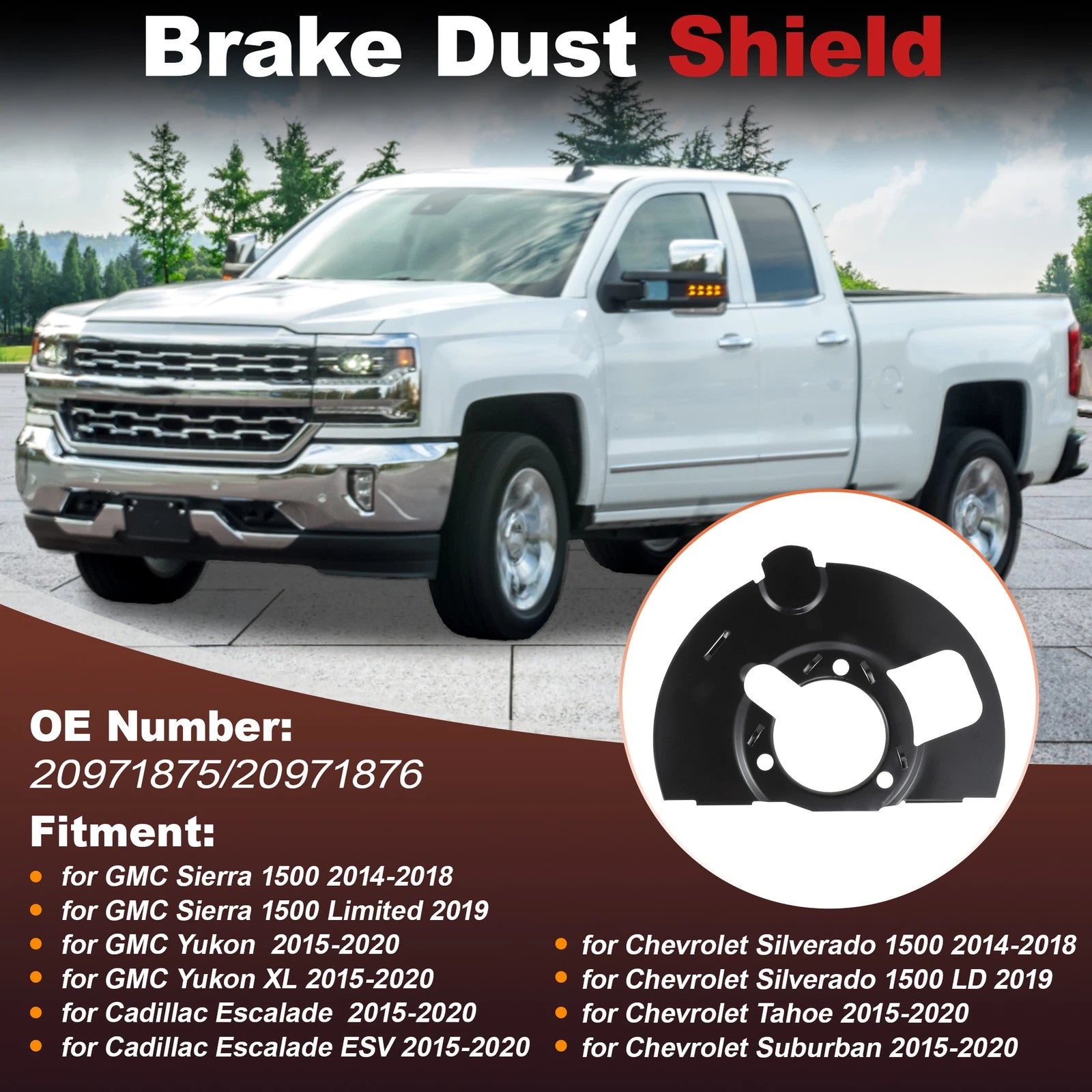 Brake Dust Shield for Chevrolet GMC Cadillac 20971875 