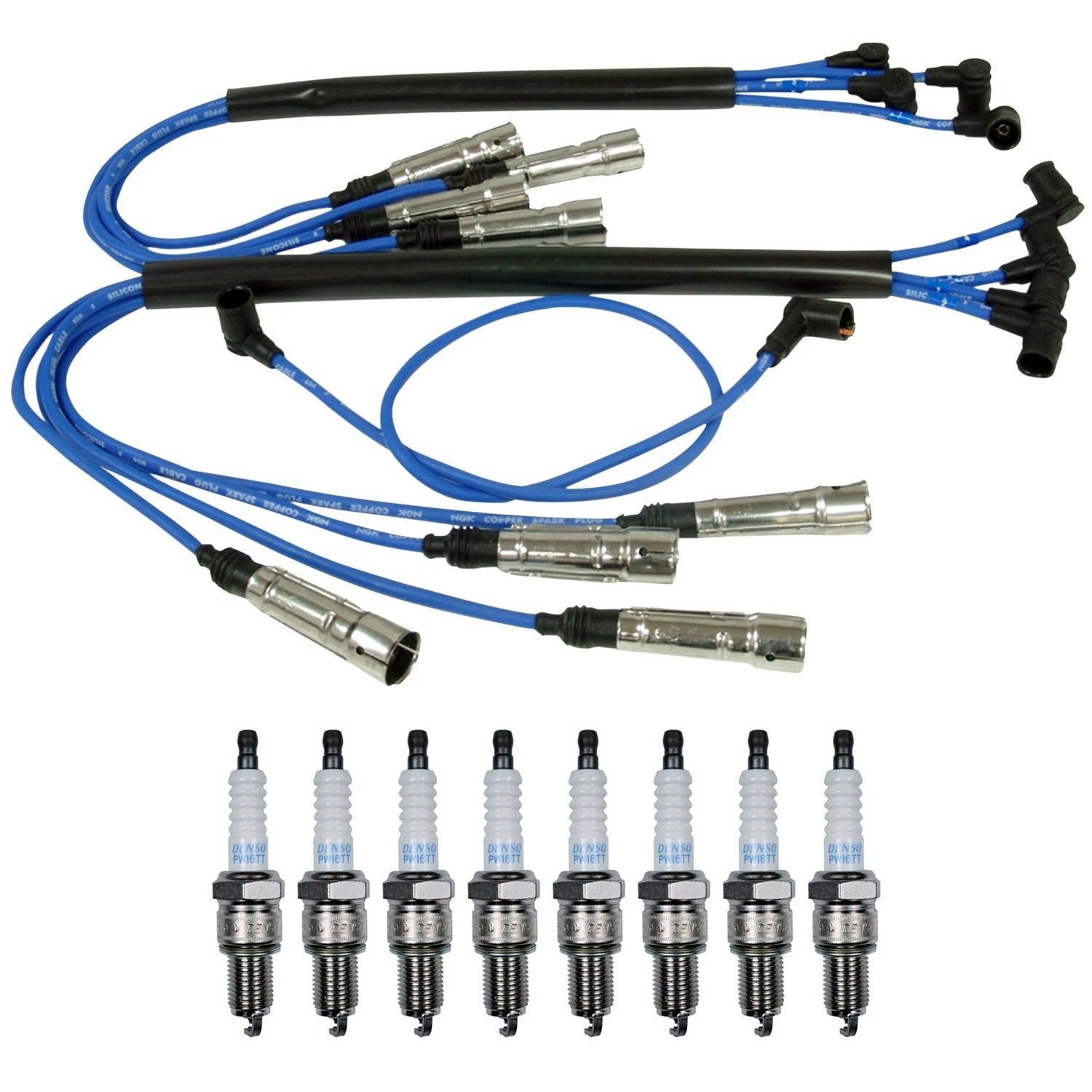 NGK Wire Set & Denso 8 Platinum TT Spark Plugs for W126 380SEL W116 450SEL (1981–1991)