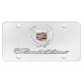 Dual Chrome on White License Plate - Officially Licensed for Cadillac