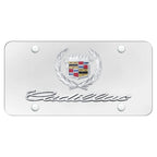 Dual Chrome on White License Plate - Officially Licensed for Cadillac