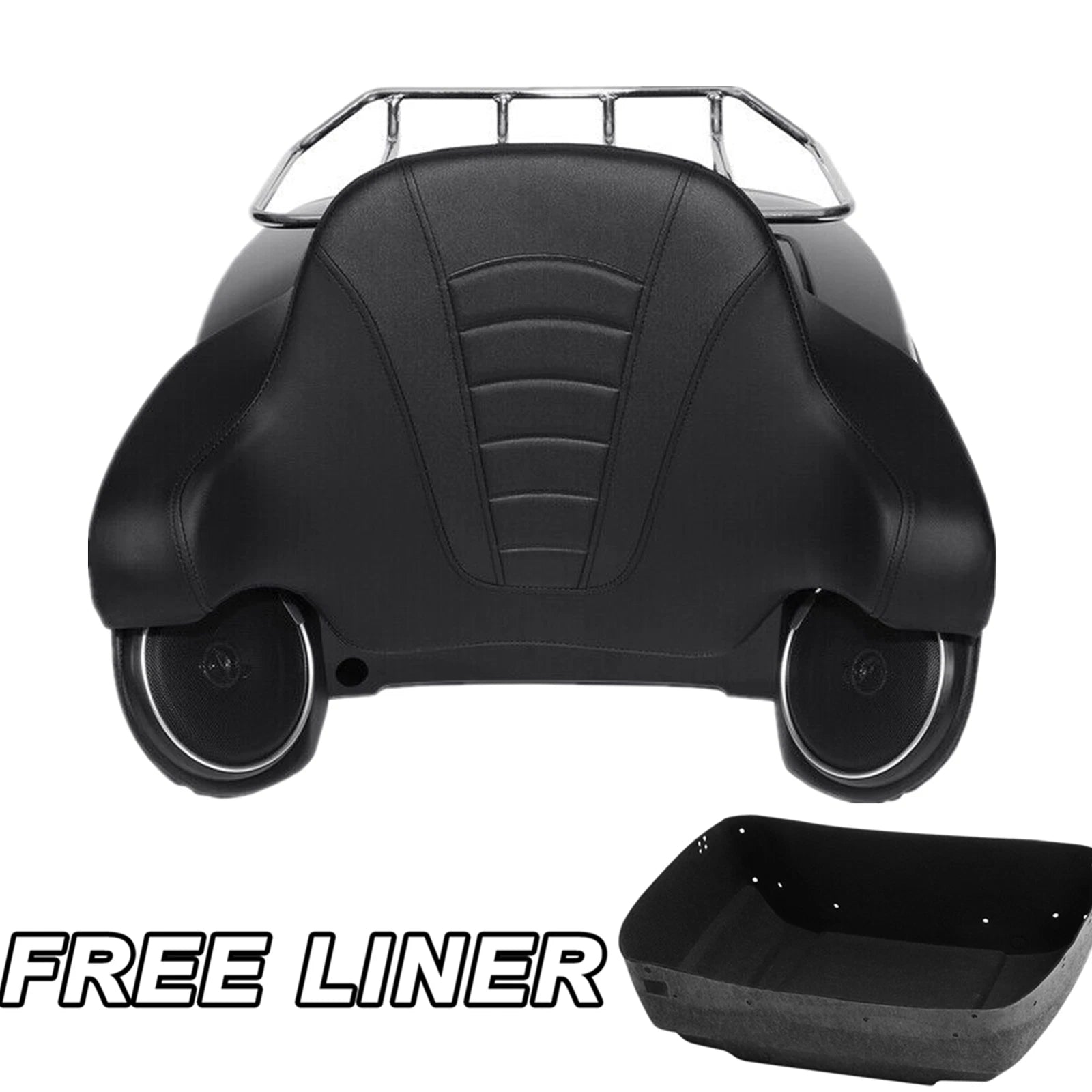 Matte King Trunk Rack Backrest Speakers for Harley Road Glide (2014–2025)