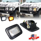 Clear Switchback LED Front Bumper DRL Turn Signal Lights for Hummer H2 (2003–2009)
