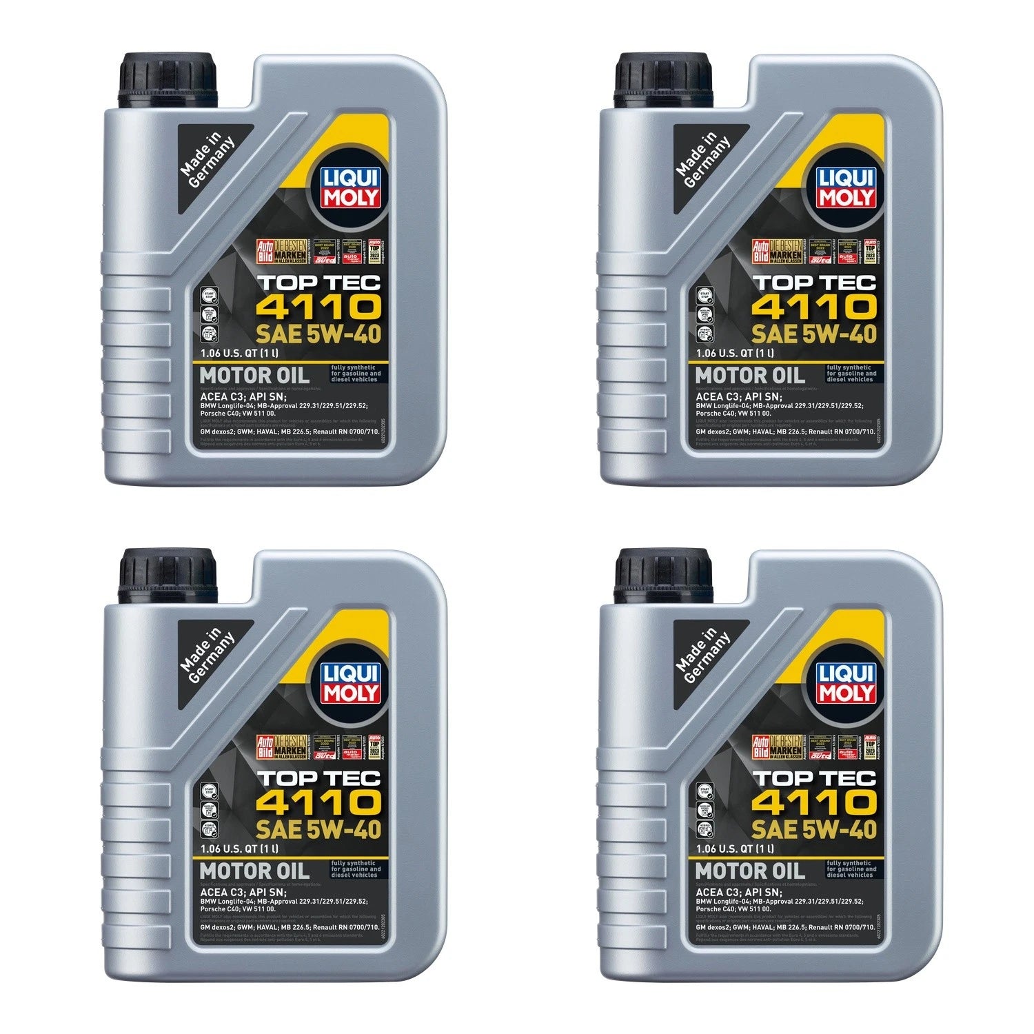Set of 4 Liqui Moly Top Tec 4110 5W-40 Engine Motor Oil (4L)